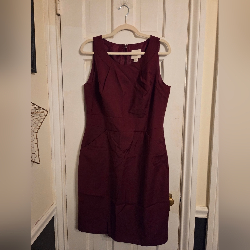 J. Crew Deep Burgundy Wool Suiting Dress